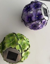 LED Solarleuchte Blume Hortensie zum Hängen Metall mit Lichterkette Garten Lila