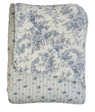 Tagesdecke Bettüberwurf 140x180 cm Decke Steppdecke Plaid blau cremeweiß