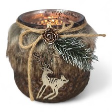 XL Teelichthalter mit Fell und