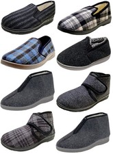 Herren Winter Hausschuhe Filz feste leichte Sohle gefüttert Hüttenschuhe NEU