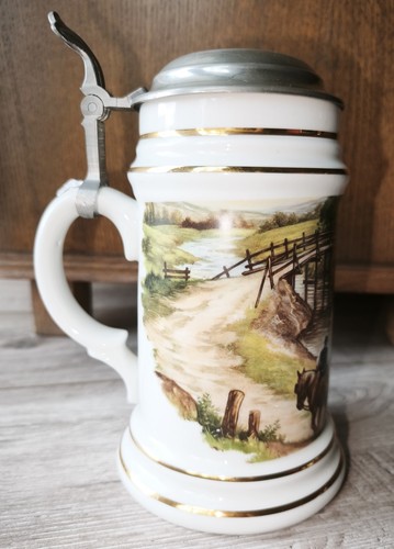 Bierkrug mit zinndeckel - mit, dr