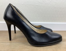 DAMEN Gr. 40 schicke Pumps High Heels schwarz Echtleder Stilettos Schuhe e9