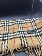 Burberry Vintage Schal 100% Lambswool Made In England Kariert Beige 30x156cm  36