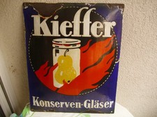 Emailschild,  Kieffer  Konserven - Gläser Kaiserslautern. Original,unrestauriert