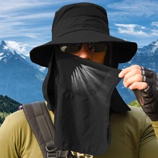 Herren Damen große breite Krempe Sonnenhut Fischerhut Wandern Angeln UV-Schutz