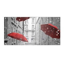 banjado Wandgarderobe Flur Echtglas 80x40cm Garderobe mit 5 Haken Rote Schirme