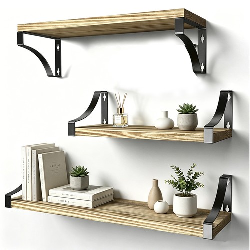 3er set wandregal holz - holz, regal