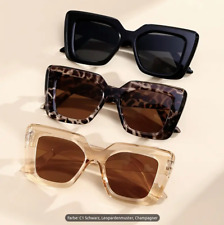 Trendige Oversize Damen Sonnenbrille in 3 Farben inklusive Etui