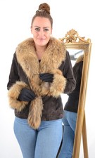 A4711 LEDERJACKE MIT FUCHS BESATZ FUCHSFELL PELZ PELZJACKE - LEATHER FOX JACKET