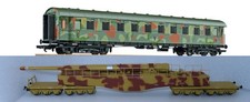 Liliput L 336601 H0 Truppentransportwagen Ep.II + Rivarossi Eisenbahngeschütz K5