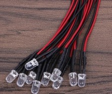 10 Stück LED mit 20 cm Kabel Leuchtdiode,Deko LEDs Dioden 12V  3 mm