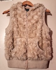 Fellweste Mit Kaputze, Beige