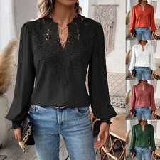 Damen Spitze Langarm Shirt