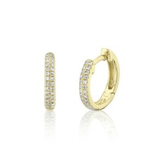 Diamant Pave Huggie Ohrringe 14K Gelbgold Natürlich Kleine Creolen 0.12CT Rund
