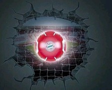 FC Bayern München LED Lampe Ø 22cm mit Wandtattoo 70 x 70 cm - kabellos - Timer