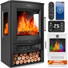 TRESKO® Elektrokamin mit Heizung Elektrischer Kamin LED Standkamin Heizlüfter
