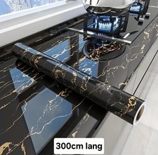 Selbstklebende Wand- und Arbeitsplatten Tapete - Schwarze Goldmarmor Optik