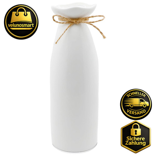 Keramik vase weiß 21cm - weiß,