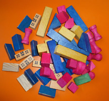 ca. 50 DDR kleine bunte Bausteine Holz Holzbausteine Bauklötze Häuser Häuschen