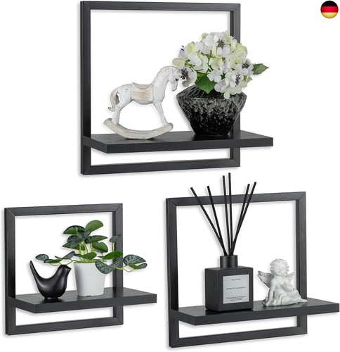 Regal wand schwarz metall 3er - regal, metall: