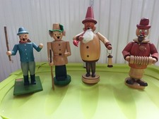 Erzgebirge Volkskunst 4 Räuchermänner Holzfiguren Handarbeit