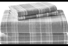 Laura Ashley komplettes Lakenset Baumwolle Flanell Bettwäsche grau kariert Bettbezug Kissen