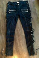 FAITH CONNEXION Biker-Lederhose Velours Schnürung schwarz 36 NEU!