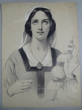 Bertha von Kent - Lassalle - Lithographie signiert - Heilige England - 19. Jh.