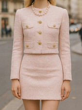 Exquisites Rosa farbenes Boucle Damen Kostüm Rock/Jacke  Gr. XL 44/46