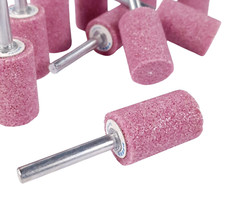10x Pferd Schleifstift D. 20 x 32 Edelkorund 6er Schaft rosa Härte O, Körnung 30