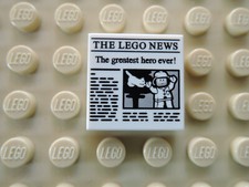 Lego 1 x Fliese 3068bpb1105 weiß 2x2 bedr. Zeitung The Lego News 10259 10264