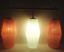 Alte Deckenleuchte Blau Rosa Pastell 3flamig E27 Pendelleuchte 