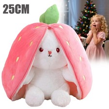 Gefülltes Kaninchen Plüschtier mit Erdbeere Hasen Verstecken Weiches Spielzeug