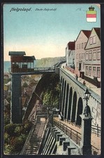 Helgoland, Elektrischer Fahrstuhl am Oberland, Wappen, Ansichtskarte 