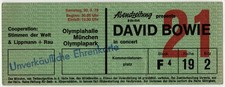 1978 David Bowie Concert Ticket Konzert München Ehrenkarte Eintrittskarte Musik