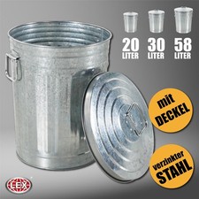 Stahl Mülltonne Müllbehälter Abfalltonne verzinkt Fass Tonne mit Deckel wählbar