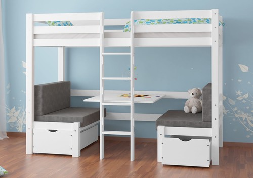 Weißes hochbett sitzbank und - hochbett,