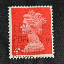 Briefmarke England Queen Elizabeth II 4P, rot, Stempel sehr gut erhalten Rarität