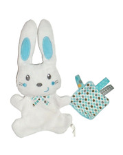 NICOTOY HASE Hasi Häschen Bunny weiß blau Schmusetuch Schnuffeltuch Kuscheltuch