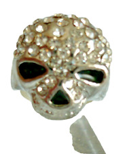großer TOTENKOPF ALIEN Folklore Schmuck Ring silber + STRASS Gr. 17