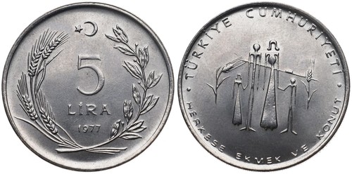 Türkei turkiye lira 1977 - türkei, 5