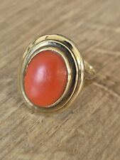 alter Korallen Ring  oval 333 Gold Goldring 2.9 g ca. 18 mm