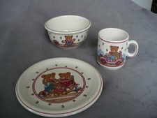 Pfalzkeramik  Bärenliebe  Teller + Müslischale + Henkelbecher m. Tret-Auto