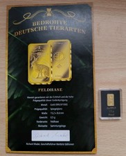 Goldbarren Bedrohte Deutsche Tierarten "Feldhase"0,5gramm 999,9 Gold/Zertifikat 