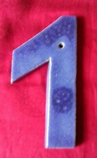 Hausnummer  ** 1 ** aus Keramik - 13 cm hoch - blau