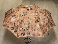 Schirm "Alulight" von Doppler - braun beige mit Blumendekor - Vintage