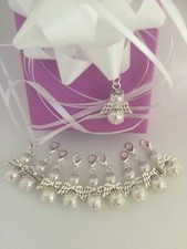 10 edle Schutzengel weiß/silber Gastgeschenk Hochzeit Kommunion Taufe Geburtstag