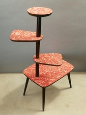 Mid Century 50er Blumenbank Blumenständer Lachsrot Etagere