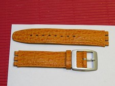 2nd HAND : ORIGINAL Swatch LEDER Armband 17mm ORANGE mit IRONY-alu Schließe