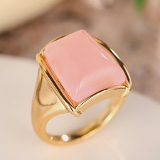 Großer Ring Gold Rosa Stein